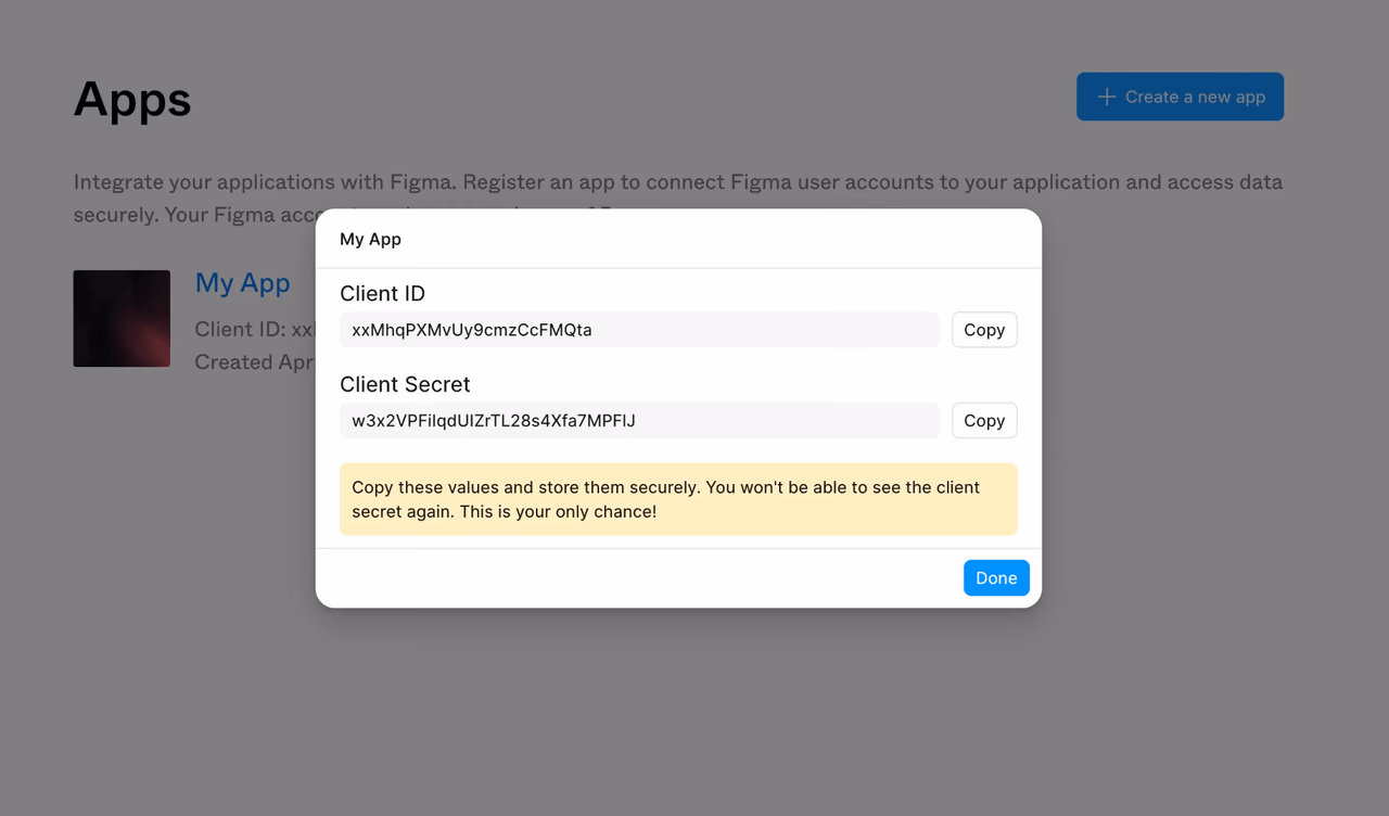 Figma Client ID and Secret