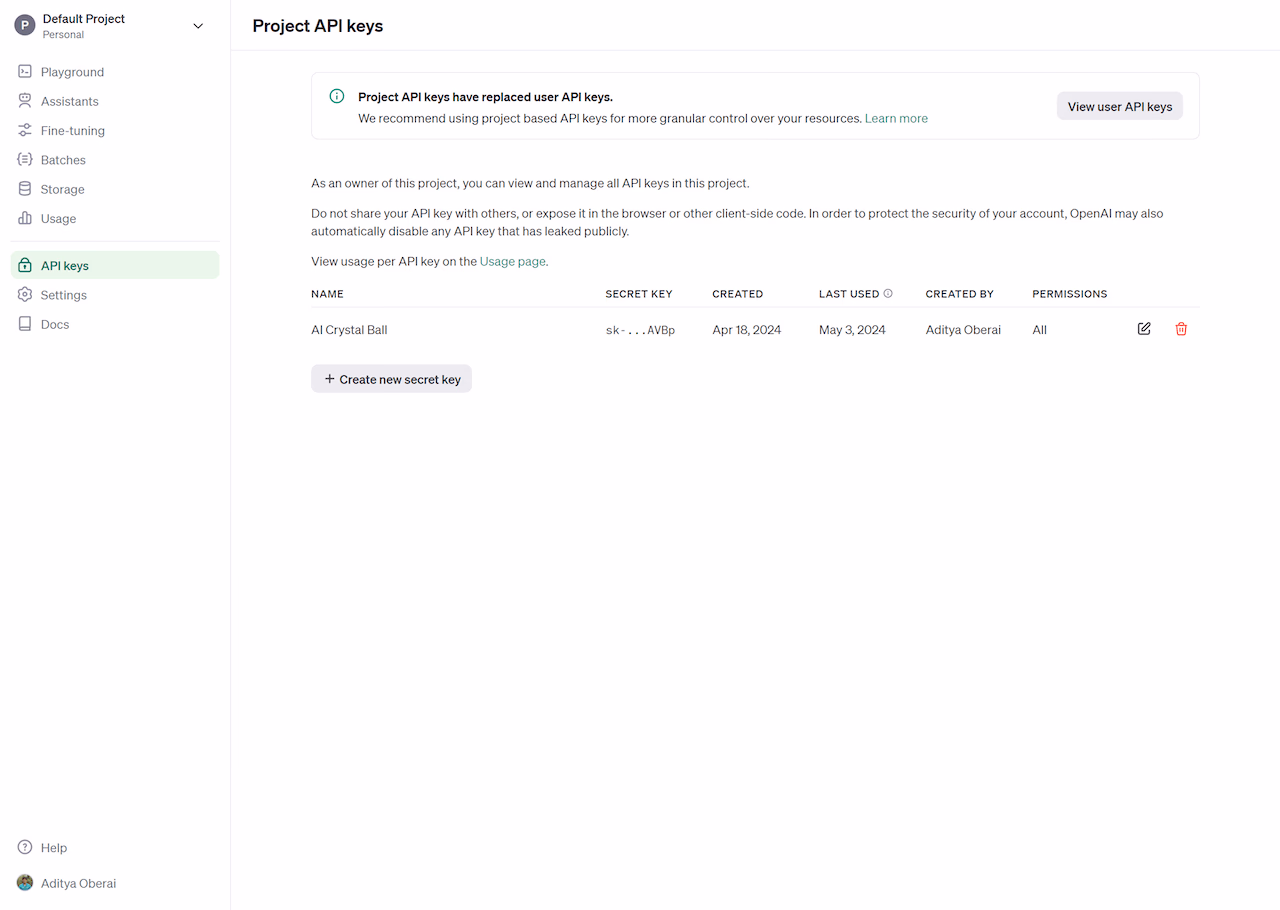 OpenAI API Keys