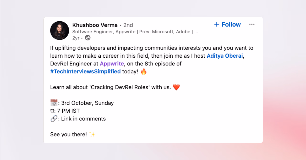 Khushboo post tech interviews