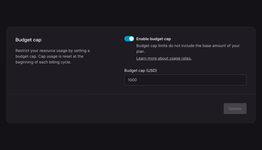 Budget cap settings