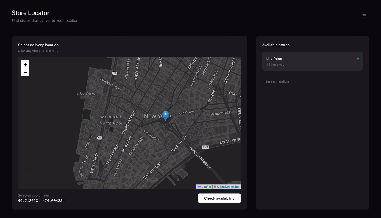 Finding nearby stores