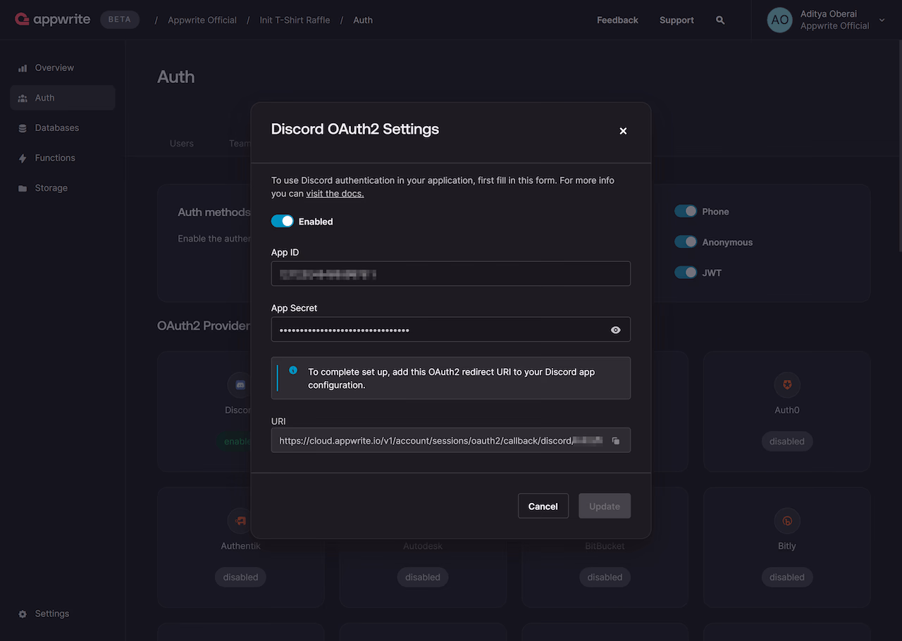 Discord OAuth Adapter