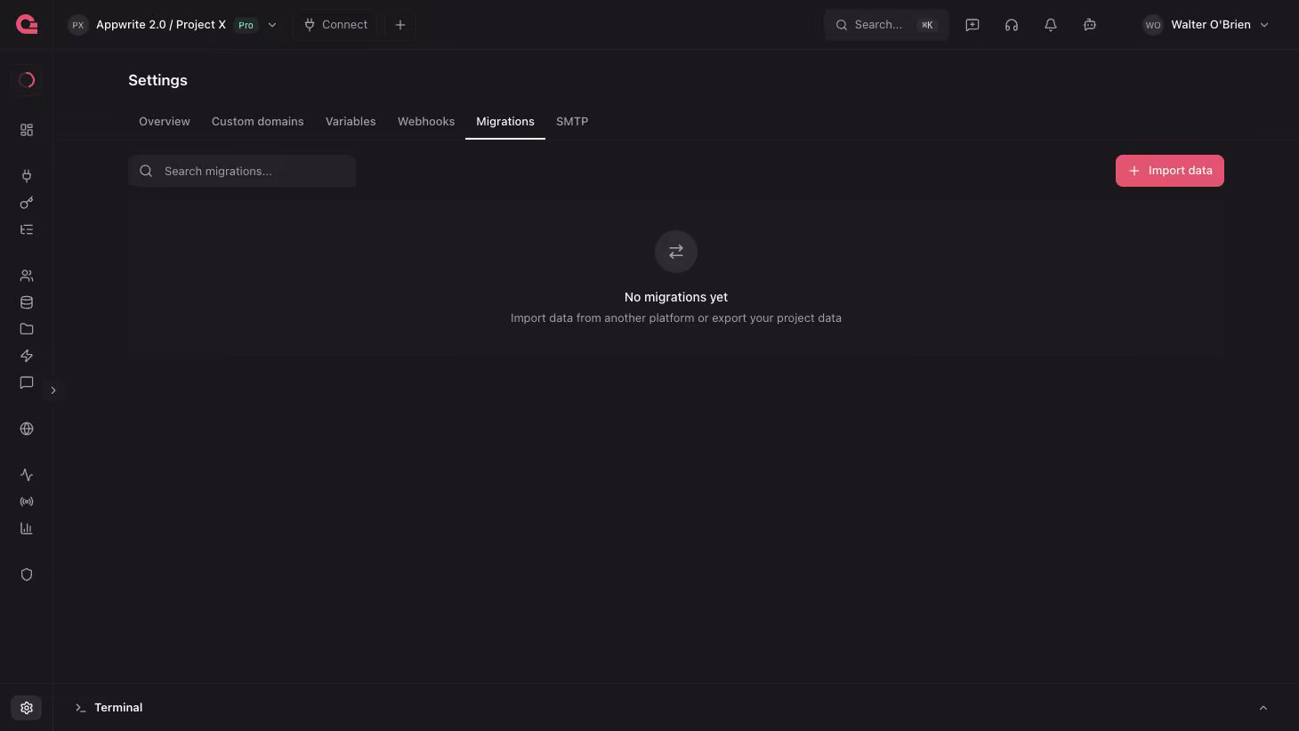 Migrations tab