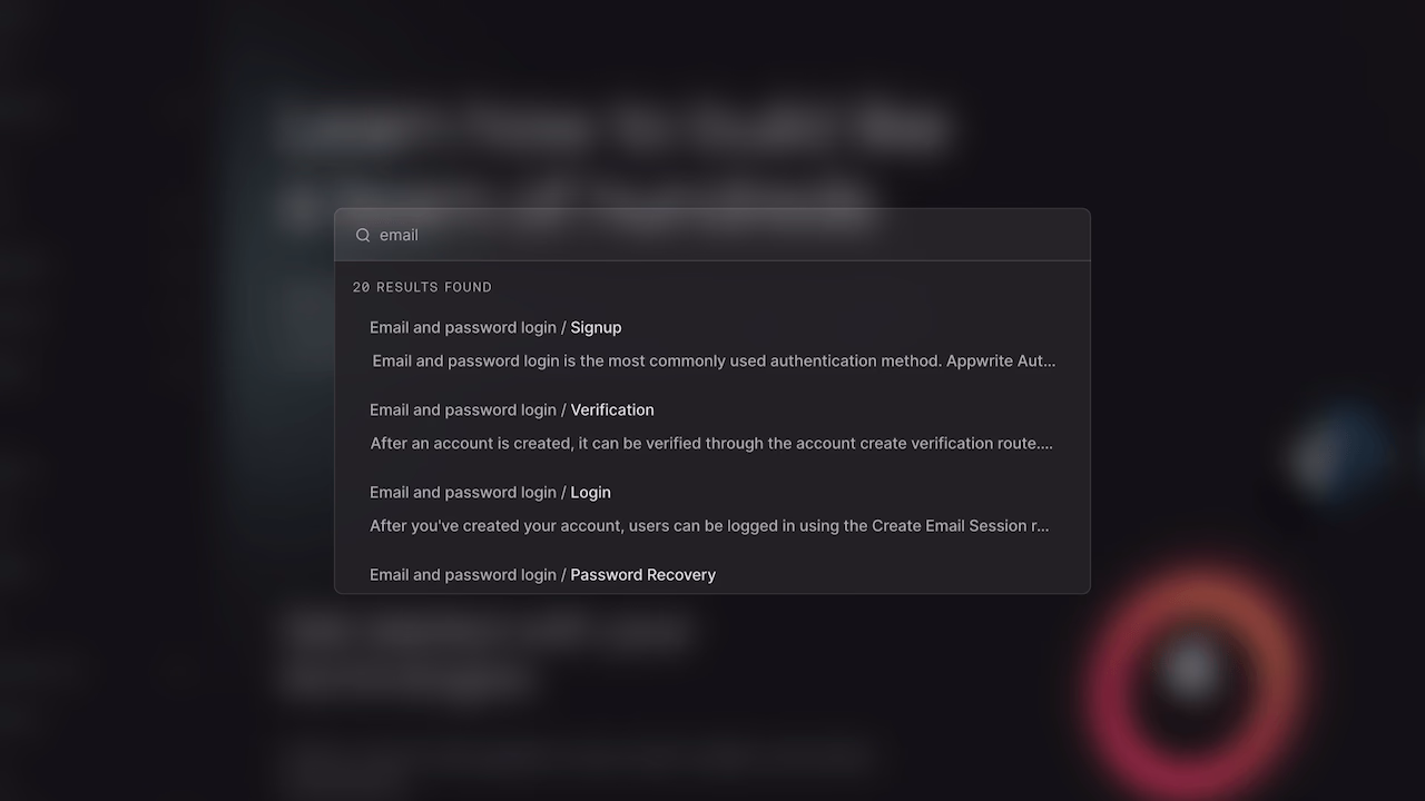 Search feature in new documentation