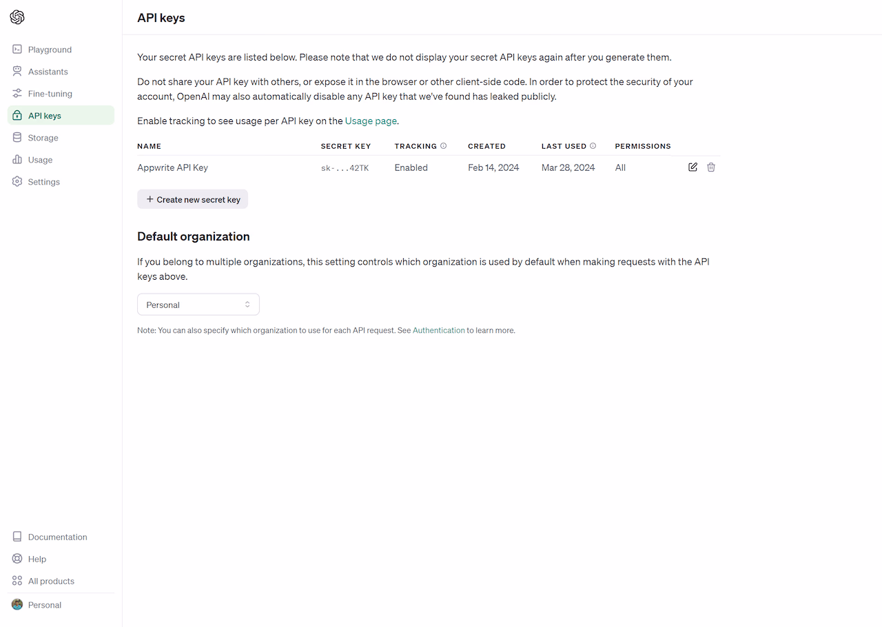 OpenAI API Keys