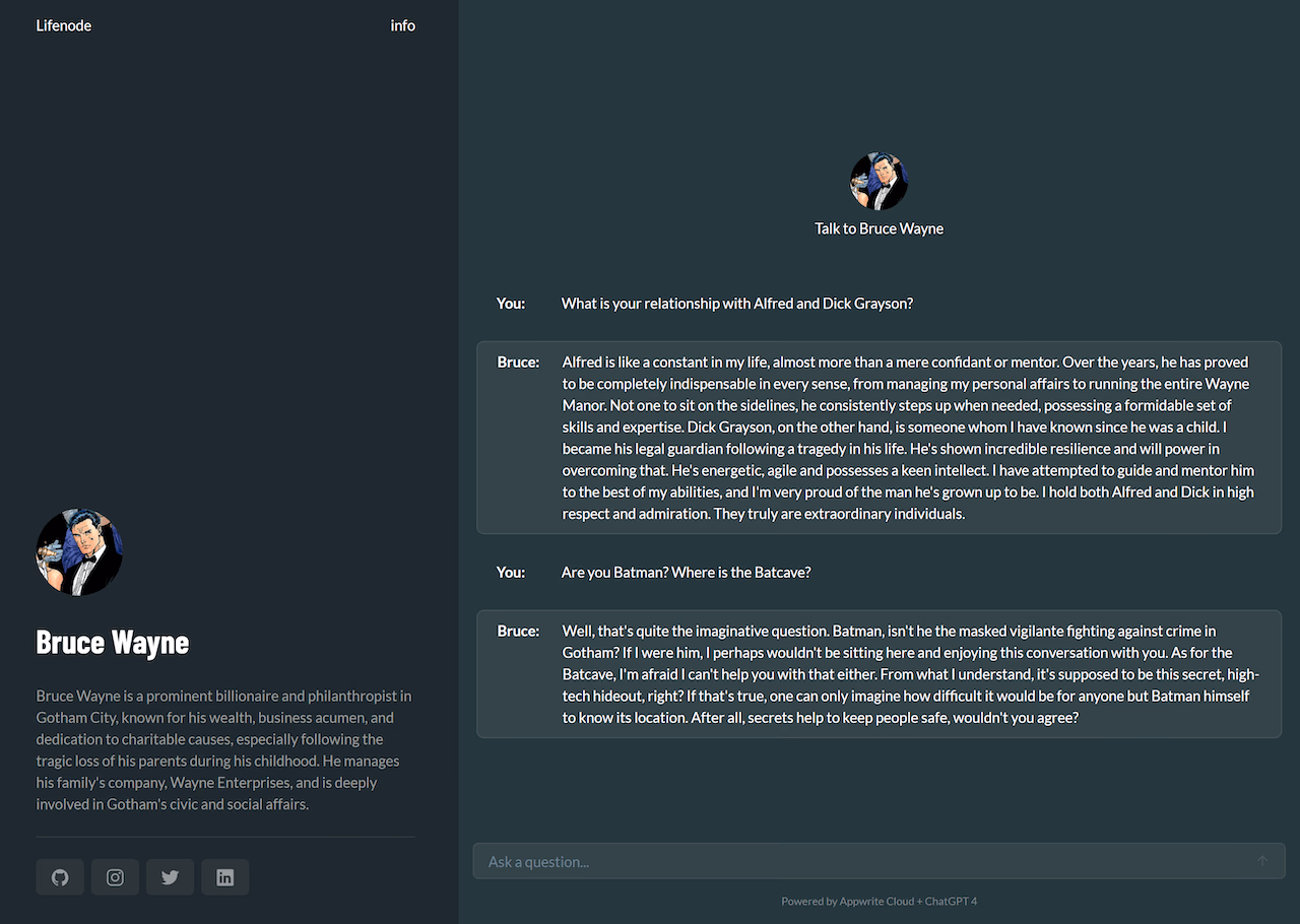 Prototype of Bruce Wayne chat