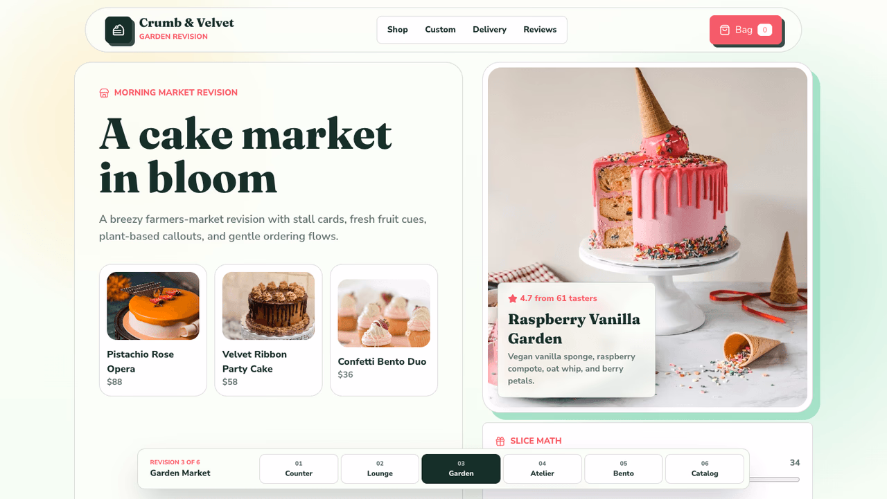 GPT-5.5 generated bakery UI using card grid