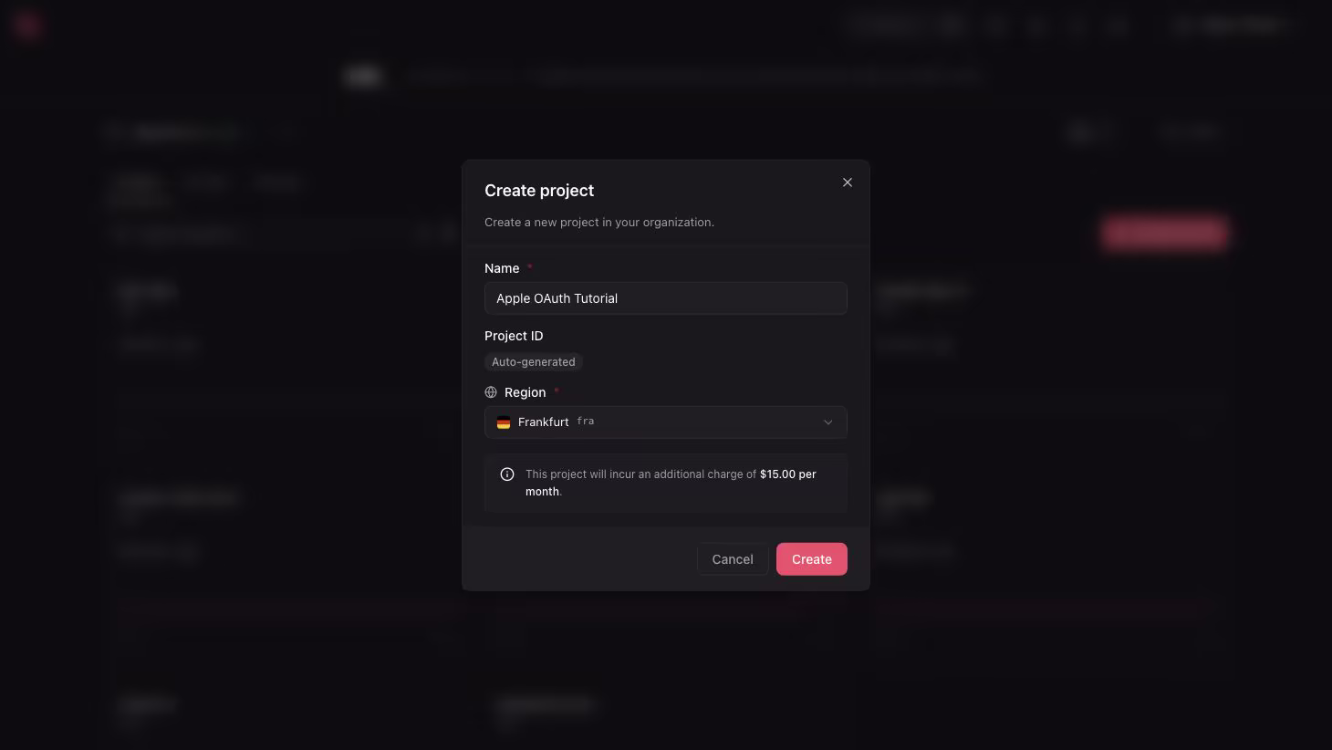 Create a new Appwrite project