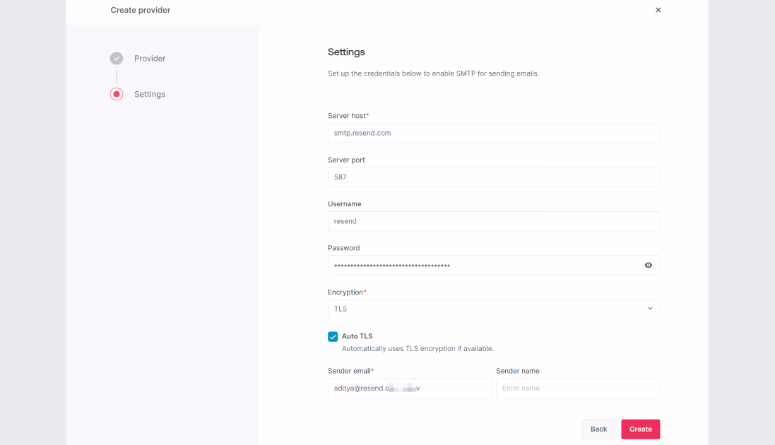 Add SMTP info