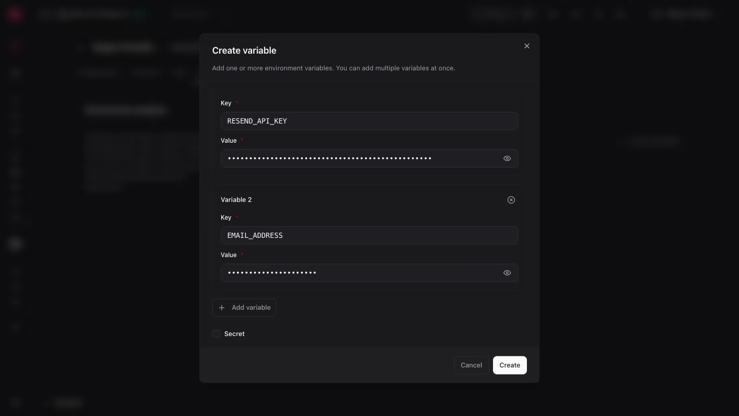 Site environment variables