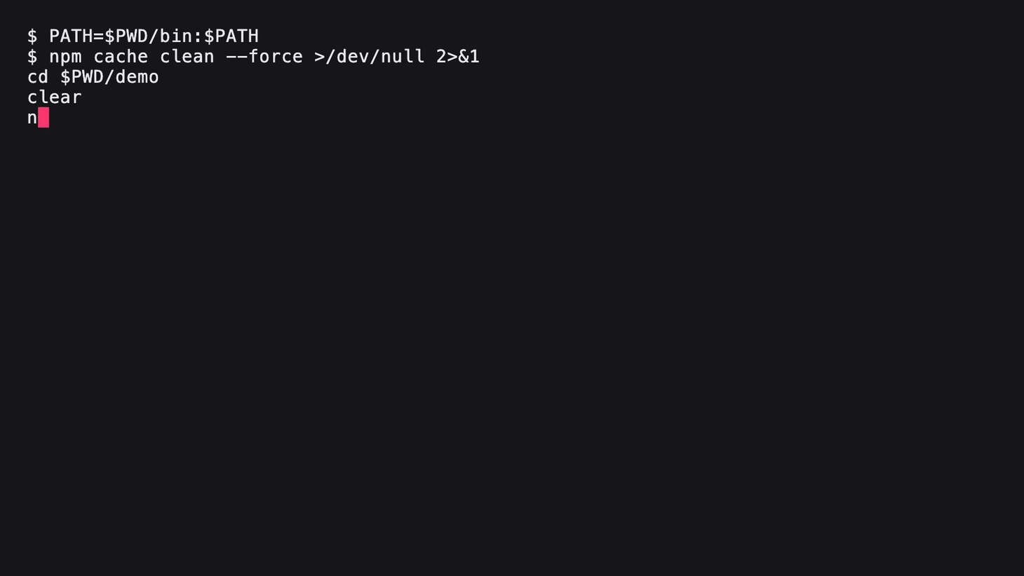 The npm install of the two CLIs: 330 packages in 24 seconds against 2 packages in 1 second