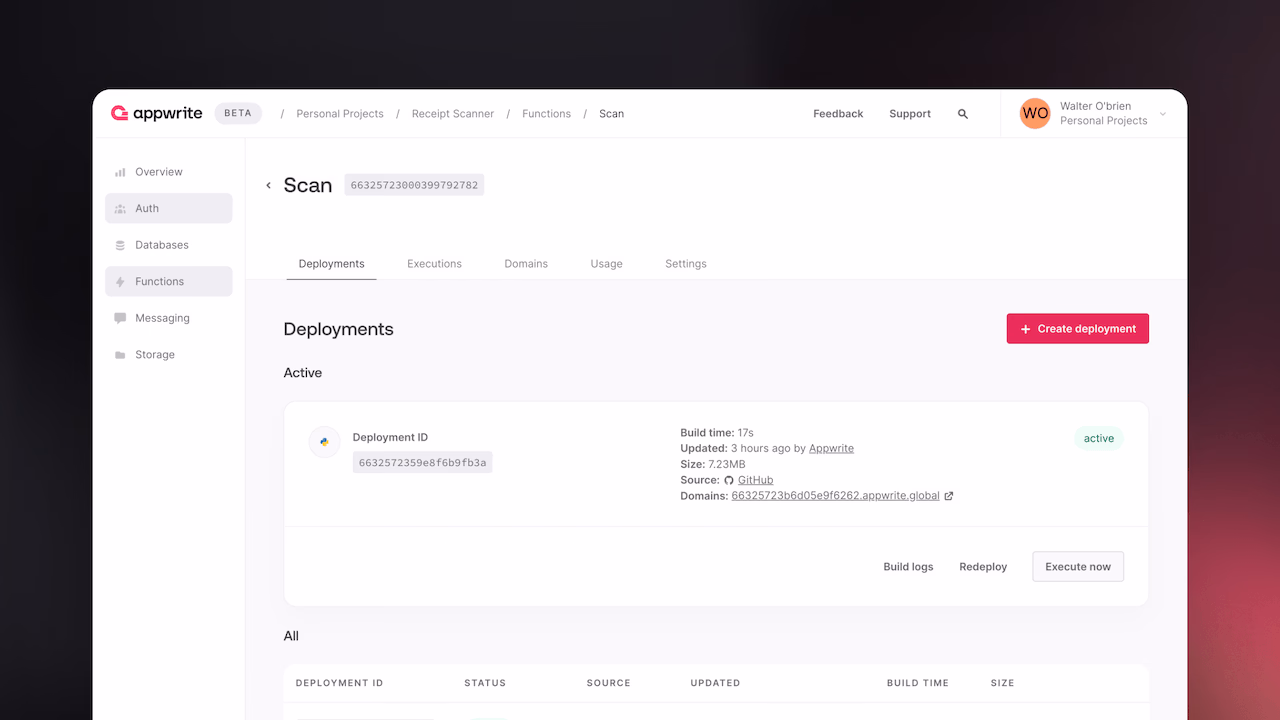 Scan function in Appwrite