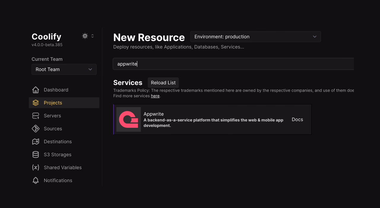 Add Appwrite