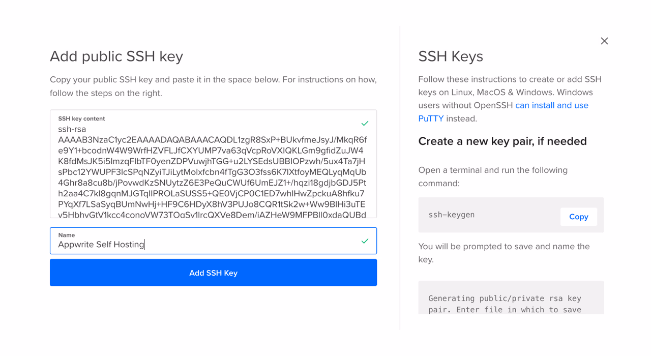 Add SSH Key to DigitalOcean