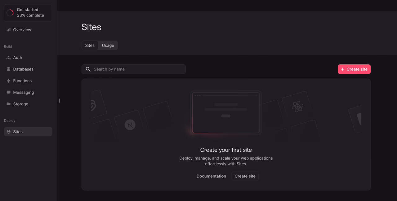 Setup Sites on the Console