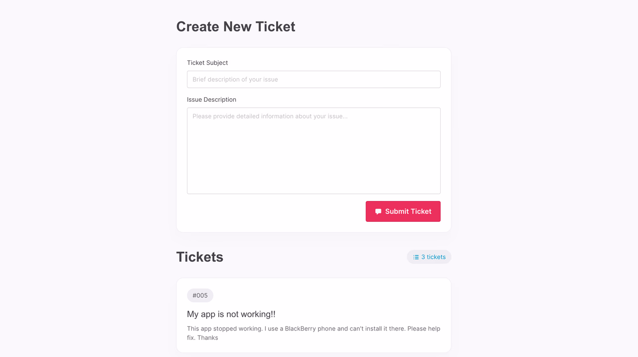 Support tracker demo