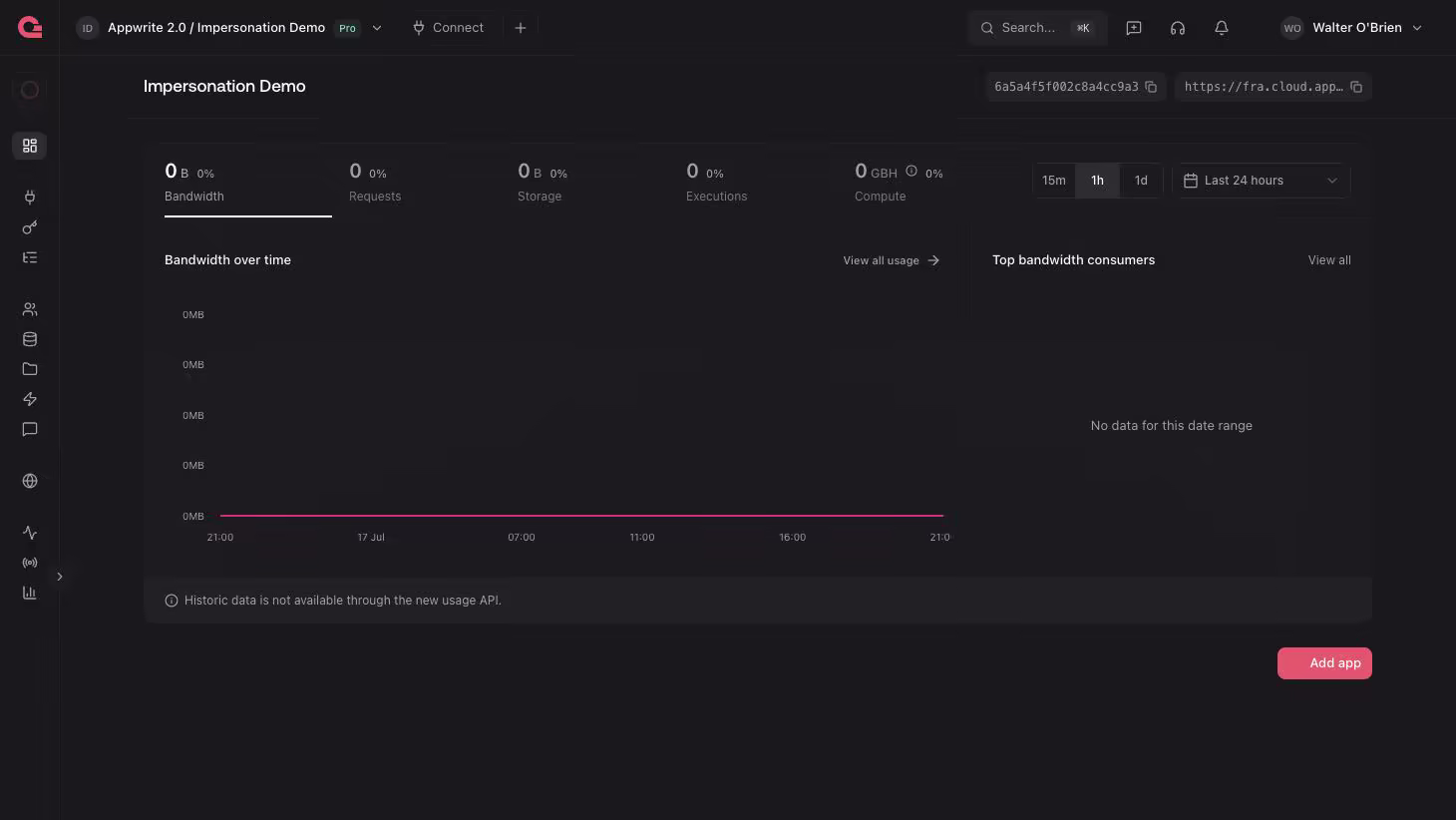 Project overview in the Appwrite Console