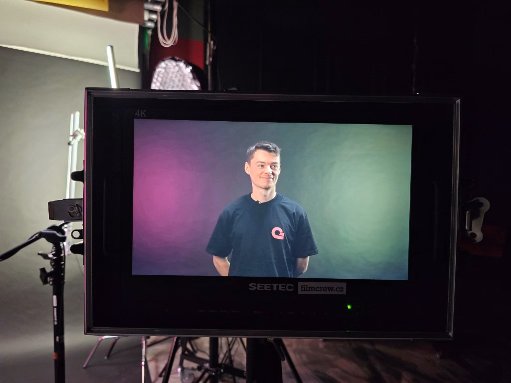 On-set monitor during the first Init filming in Prague