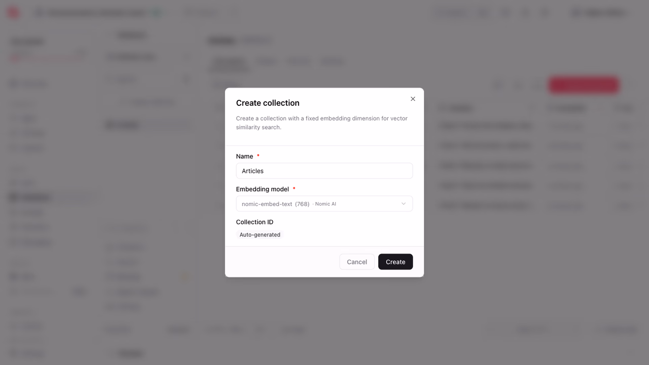 Create a collection with an embedding model