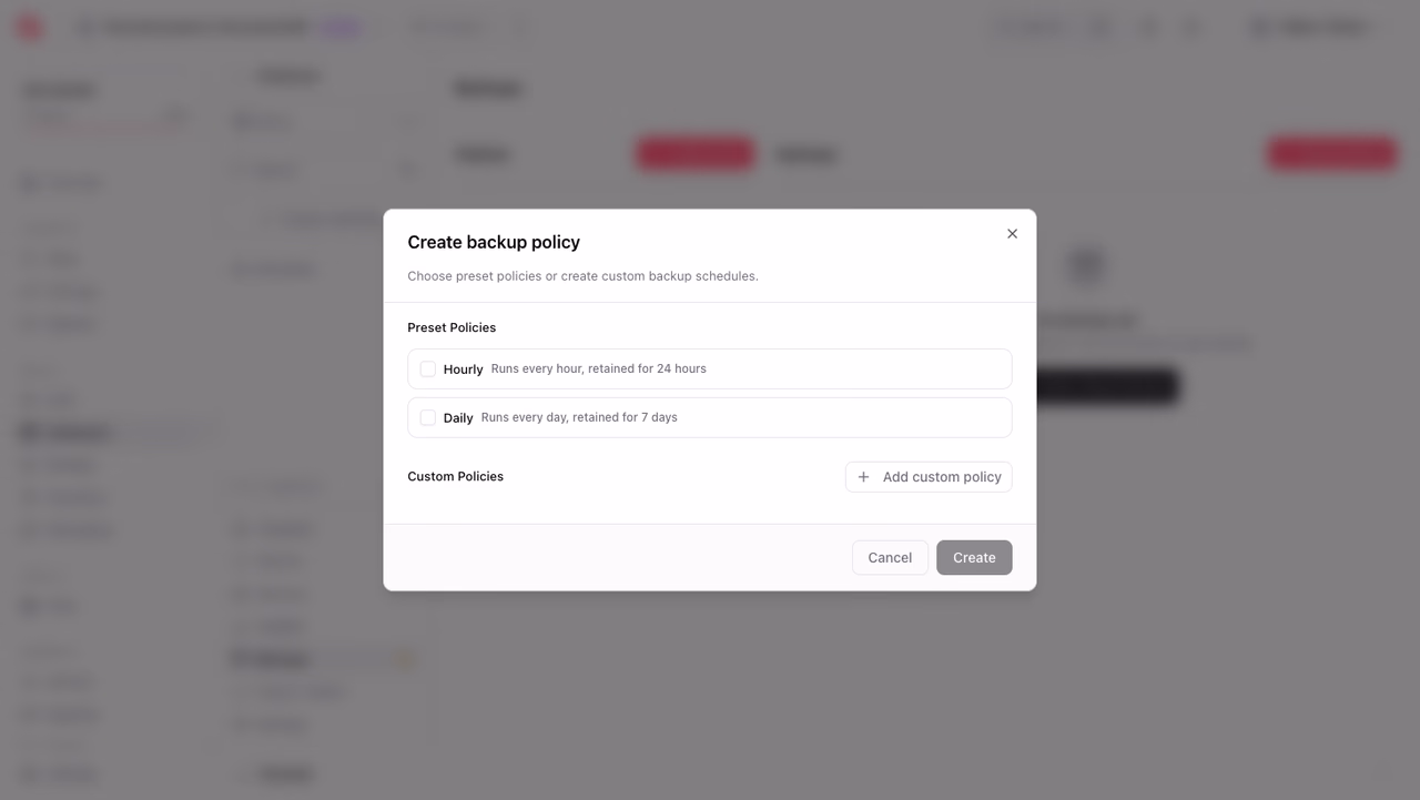 Create backup policy