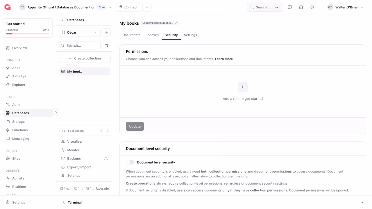 Collection permissions in the Security tab