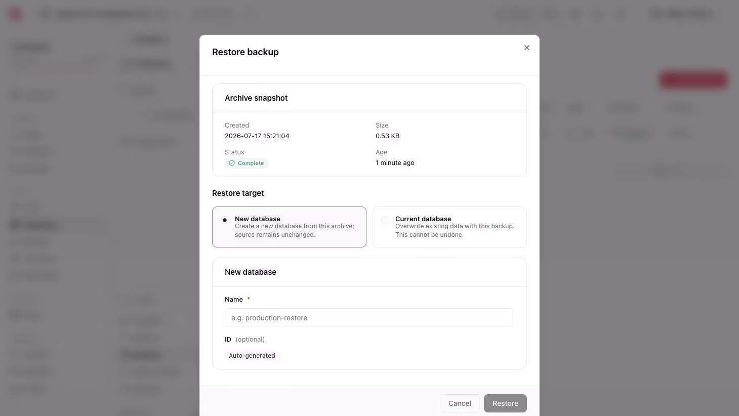 Restore databases