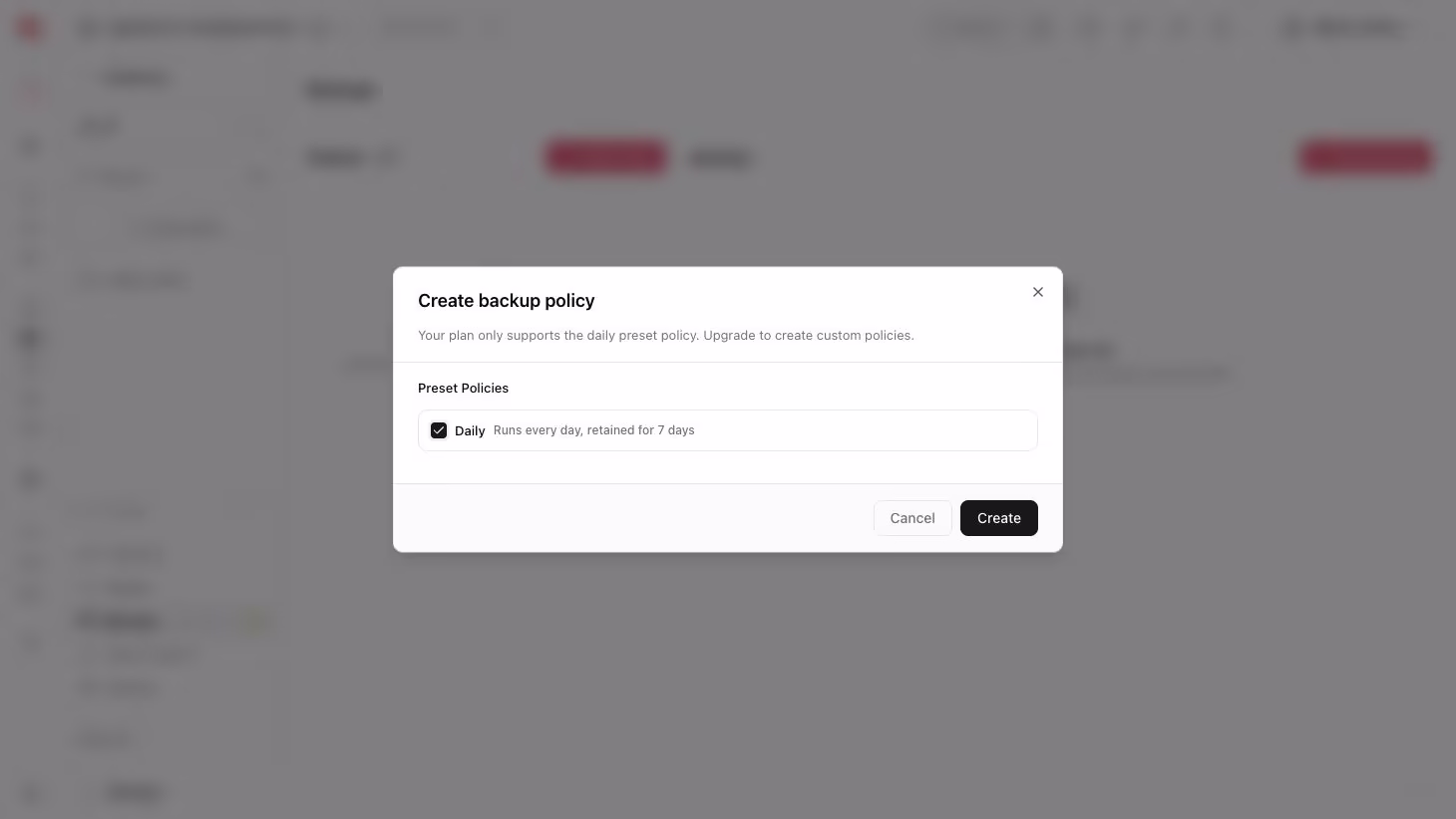 Custom backup policies