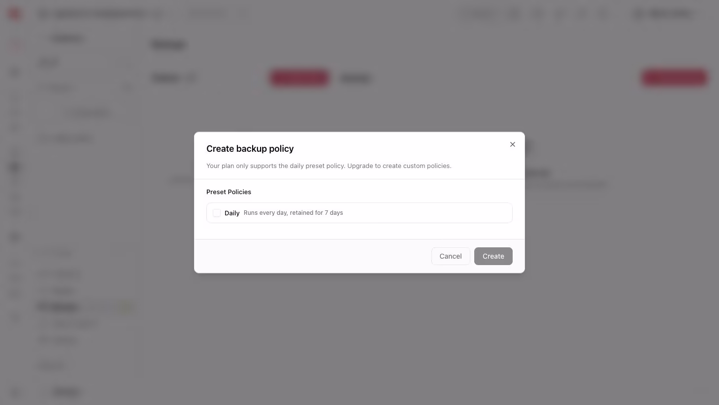 Backup policies