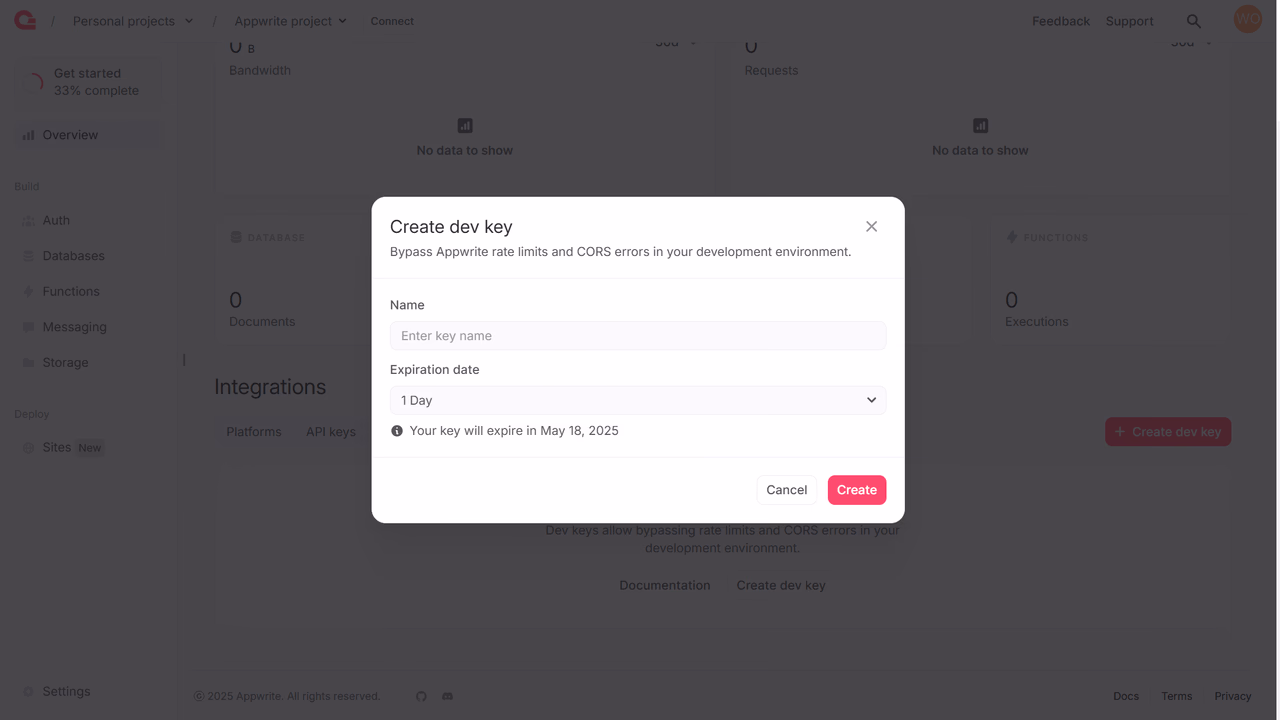 Create dev key