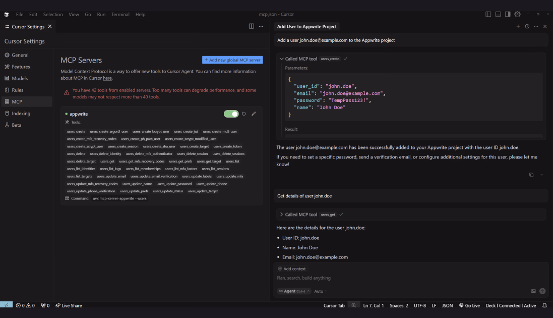 Create user in Appwrite project