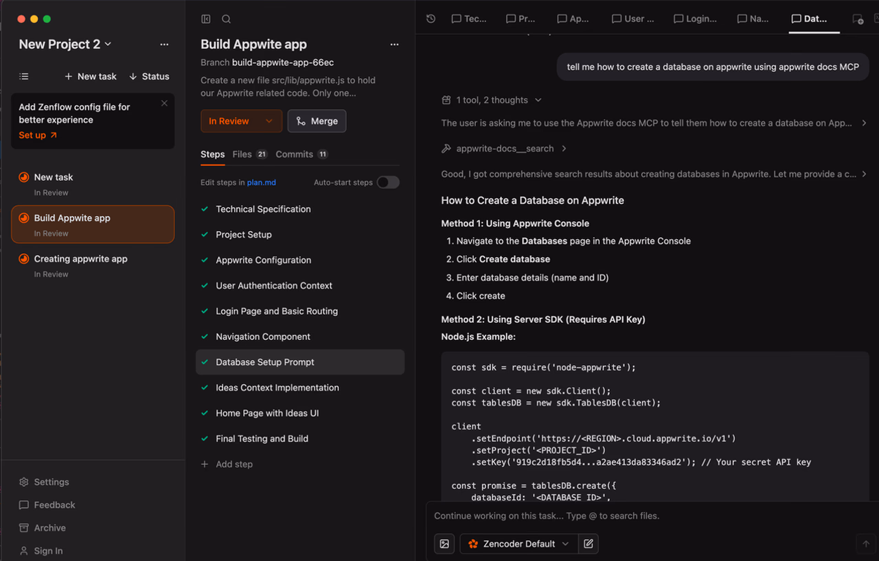 Search for portfolio site in Appwrite project