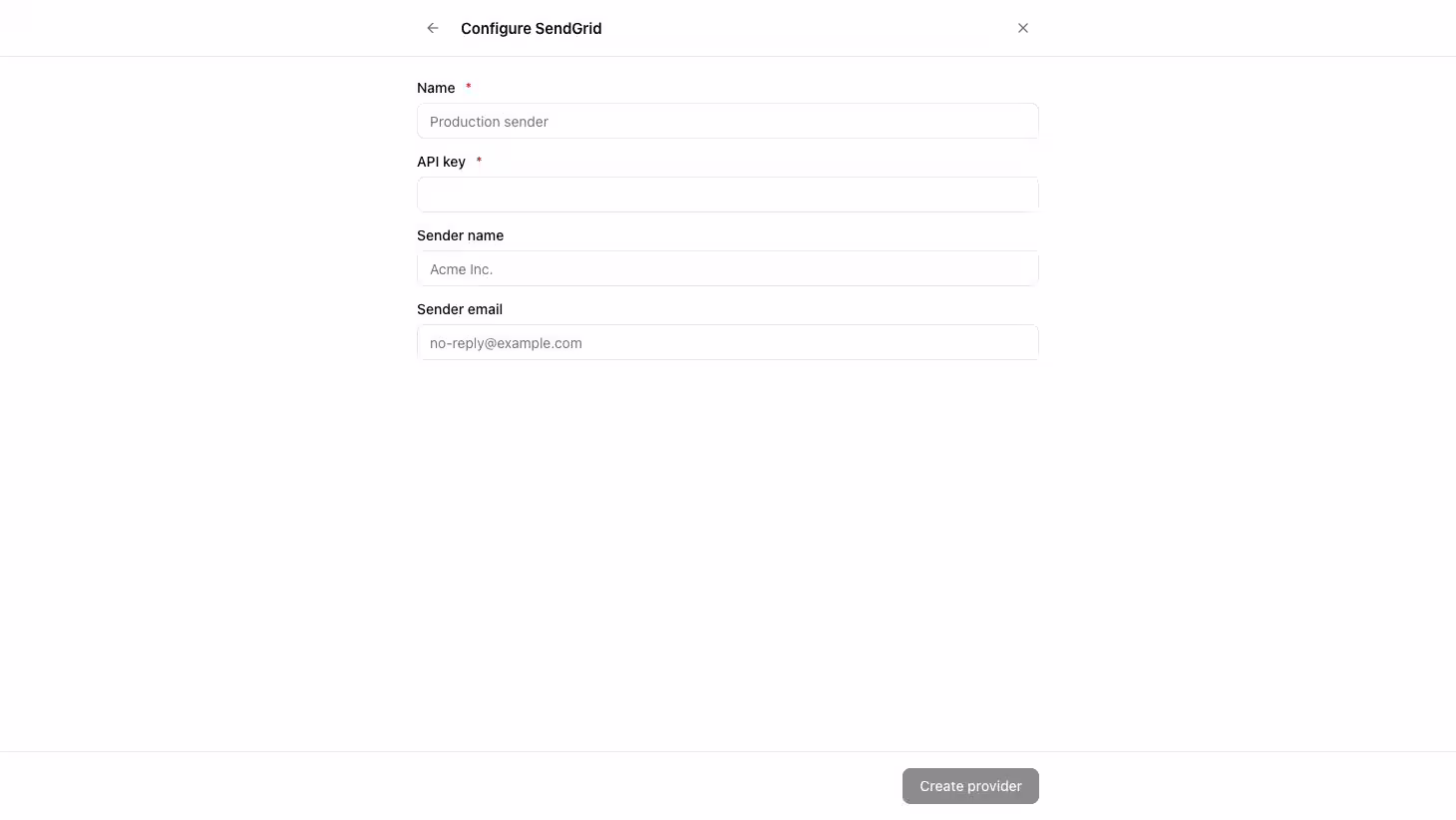 Configure SMTP provider