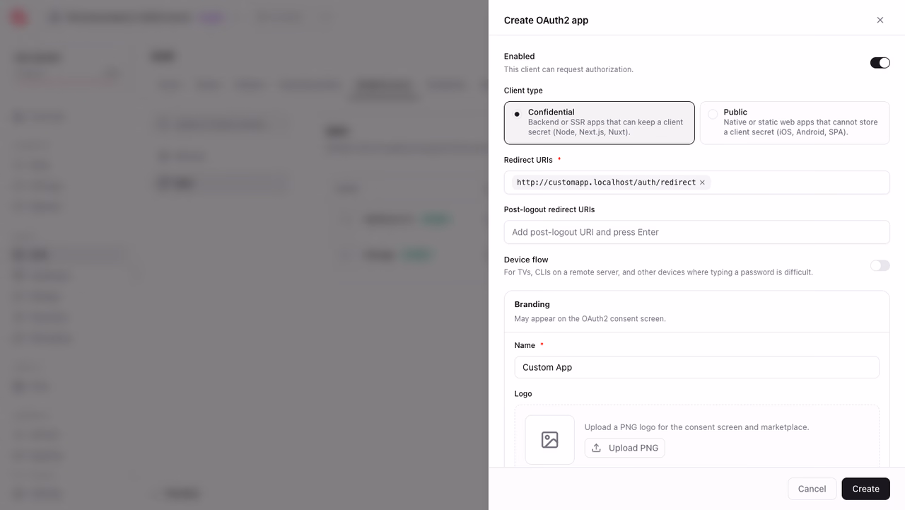 Creating an OAuth2 client