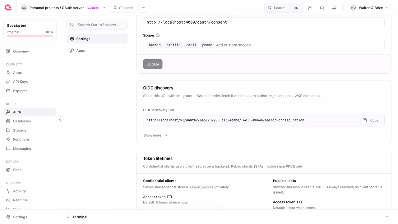 The OIDC discovery URL in the Appwrite Console