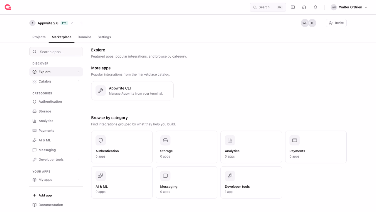 Marketplace tab of an organization showing the app catalog and the Add app action
