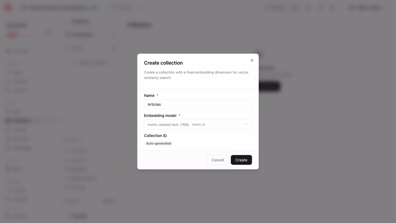 Create collection dialog