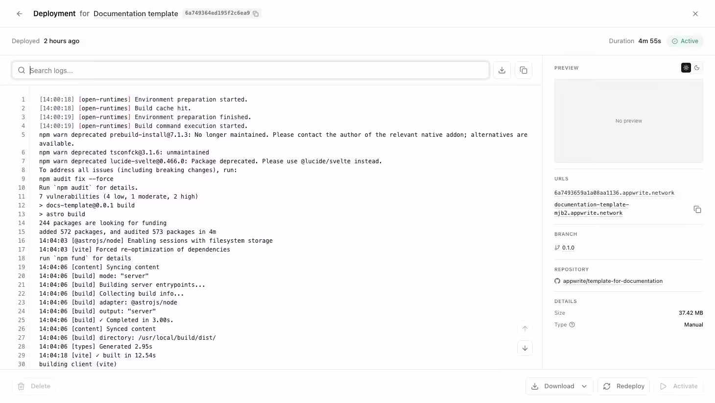 Branch and commit URLs