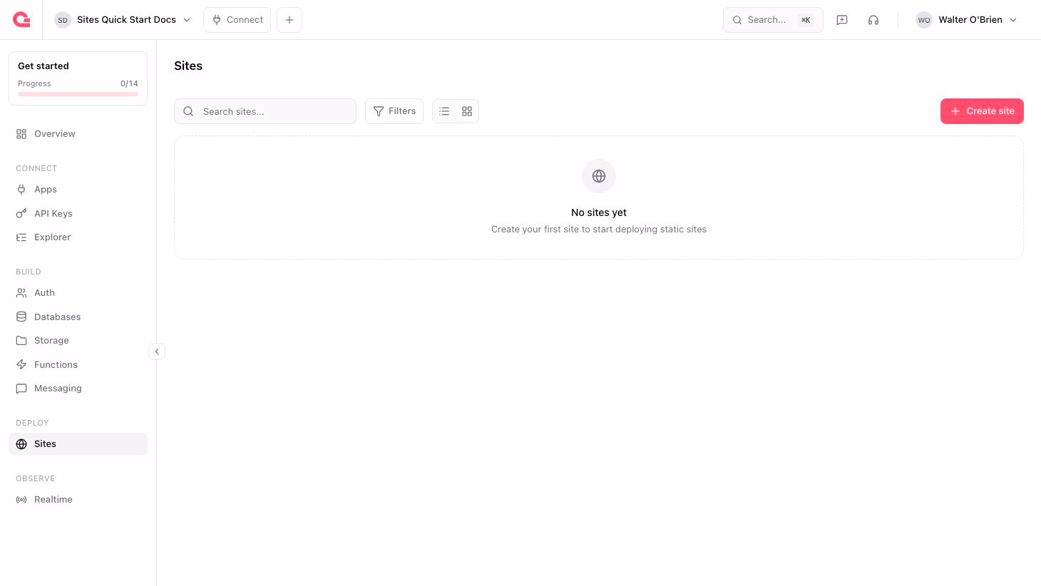 Create first site