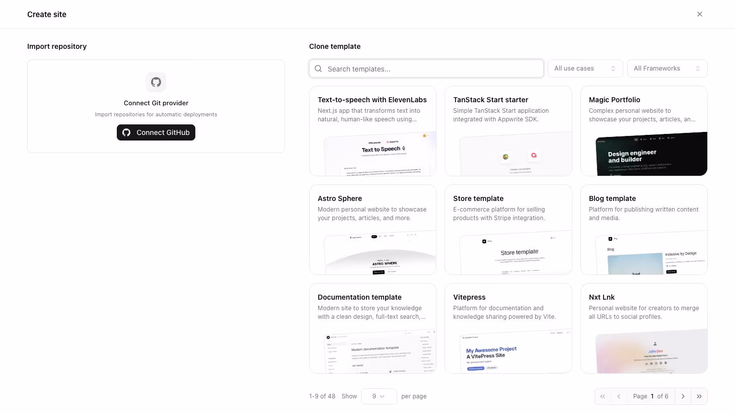Site templates