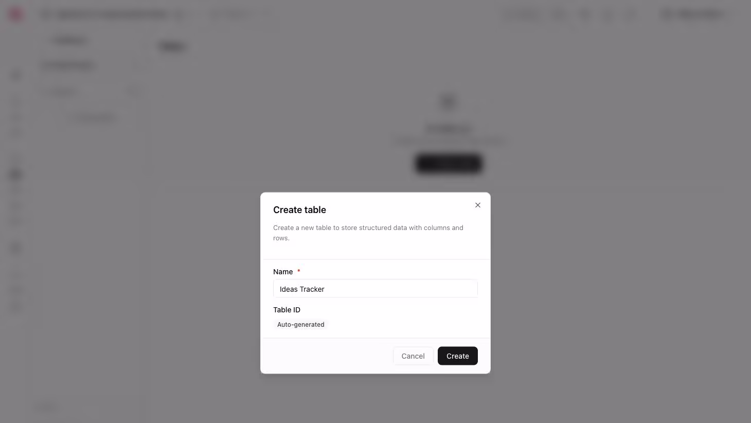 Create project screen