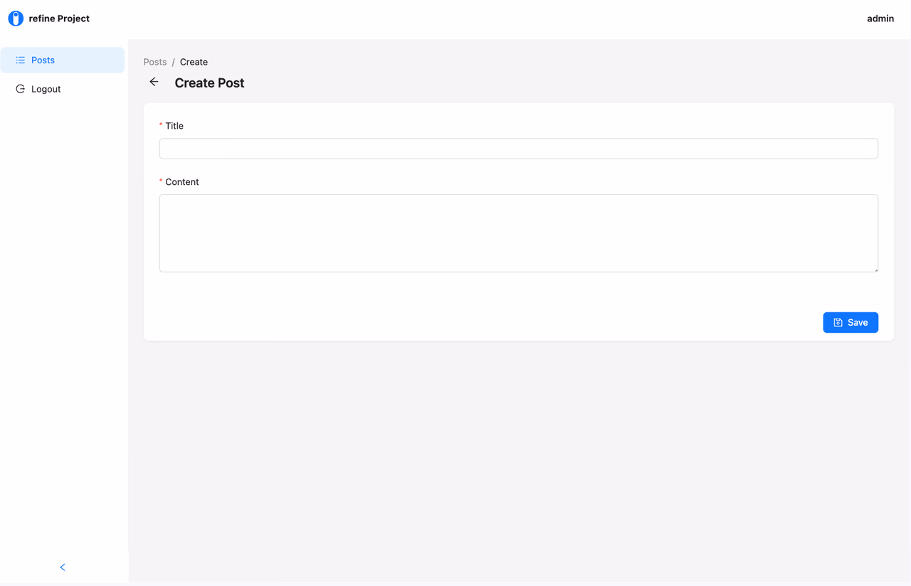 Project create page