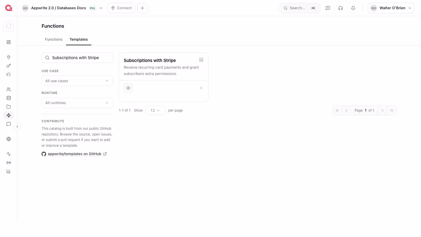 Project settings screen