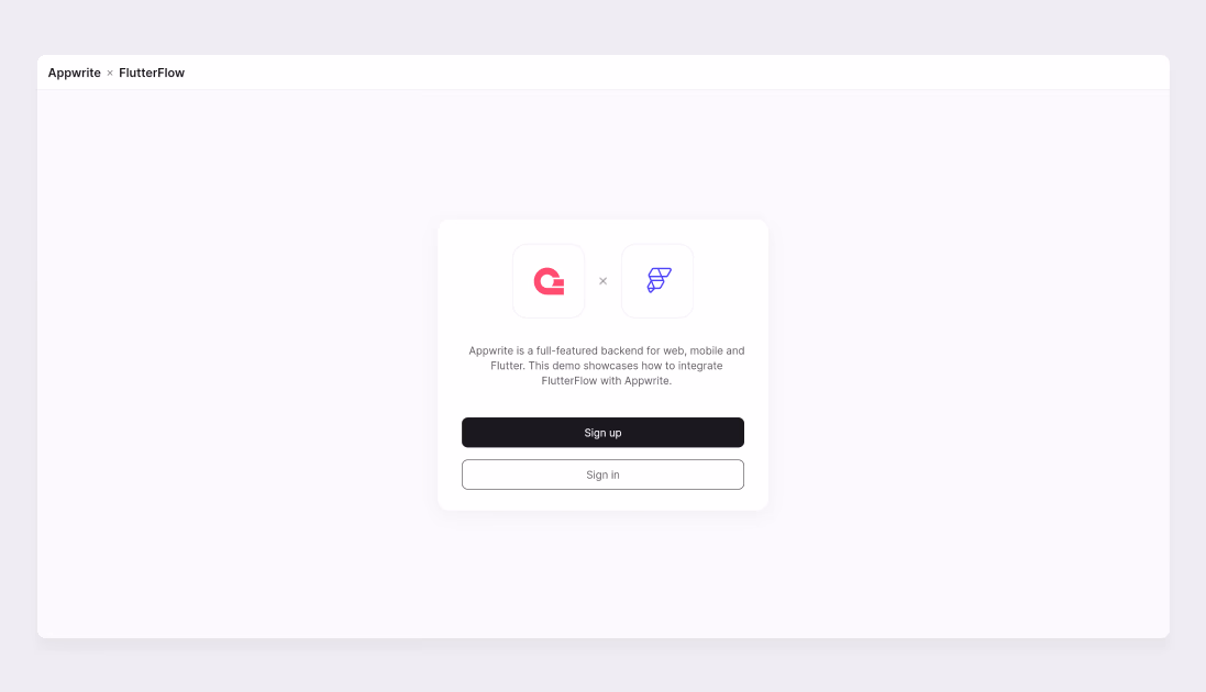Welcome screen