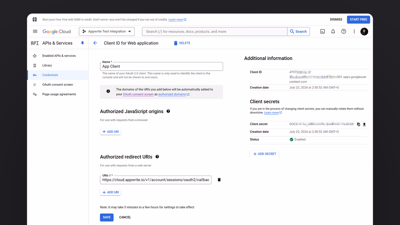 OAuth redirect URI