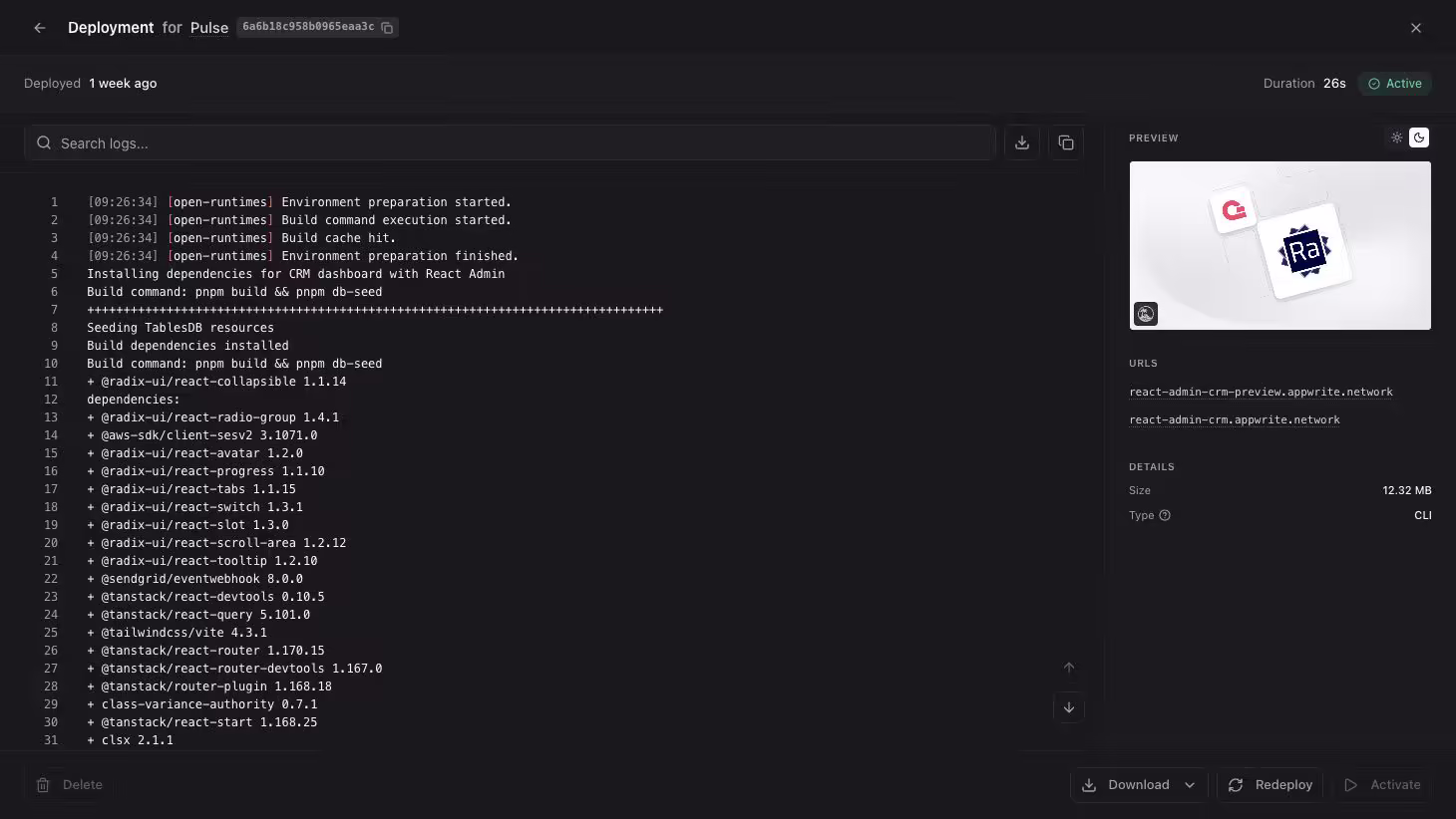 Deployment screen