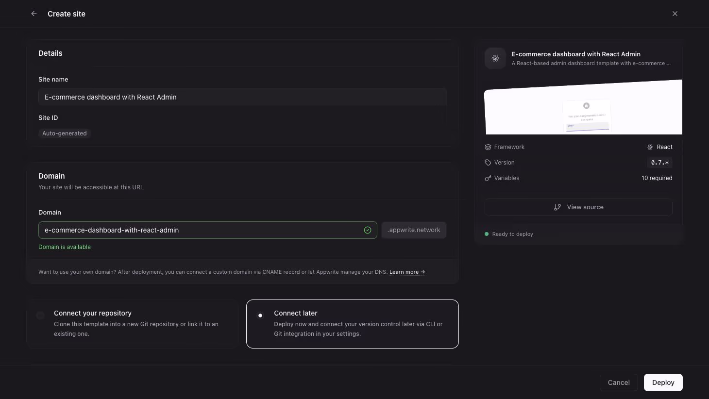 Configure site details
