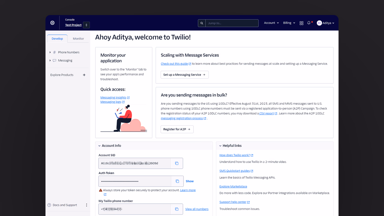 Twilio console