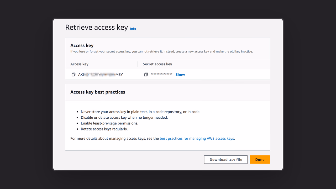 Create AWS access key