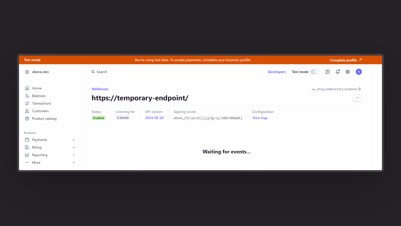 Stripe webhooks
